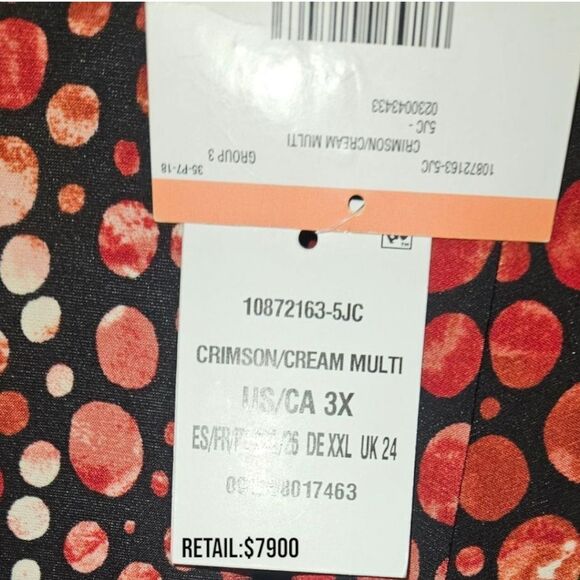 KasperโPlus Size Midi Crimson Cream Multi-Color Printed Skirt 3X - Picture 9 of 10